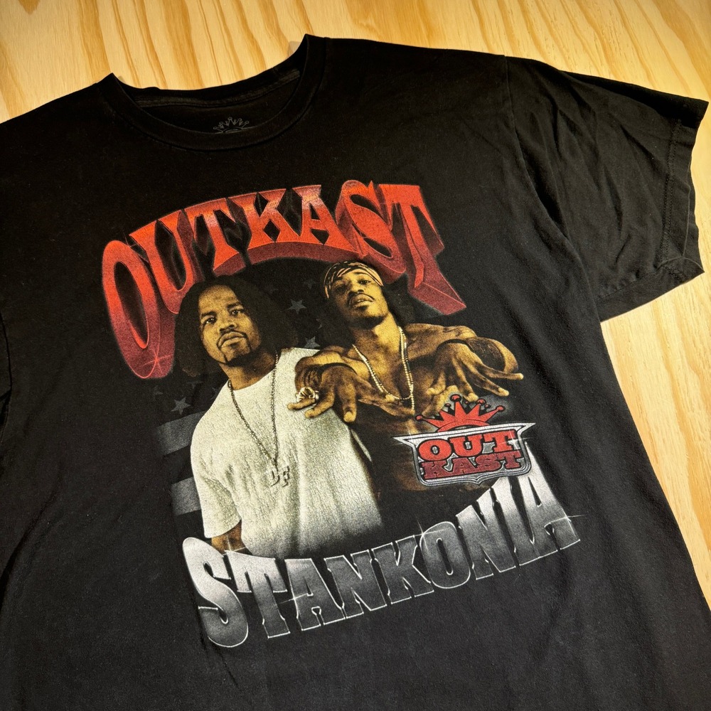 Outkast Mens Stankonia Album Rap Graphic T-Shirt Black Hip Hop Y2K Style Size XL